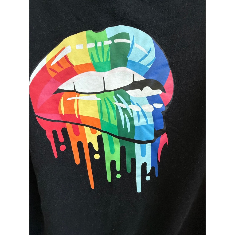 Magicmk Rainbow Lips OffShoulder Graphic Sweatshirt M Pride LGBTQ Pop Art Edgy - Picture 4 of 5